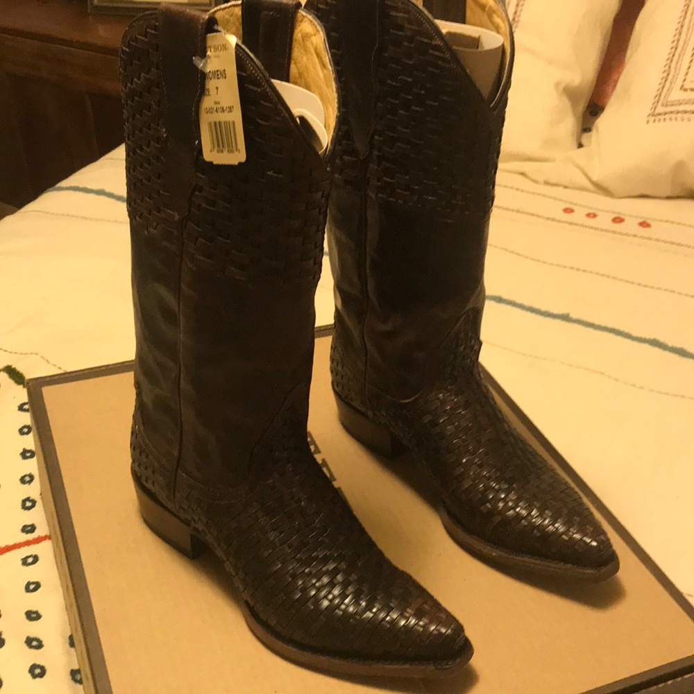 NWT Stetson Bea basket weave boots sz 7